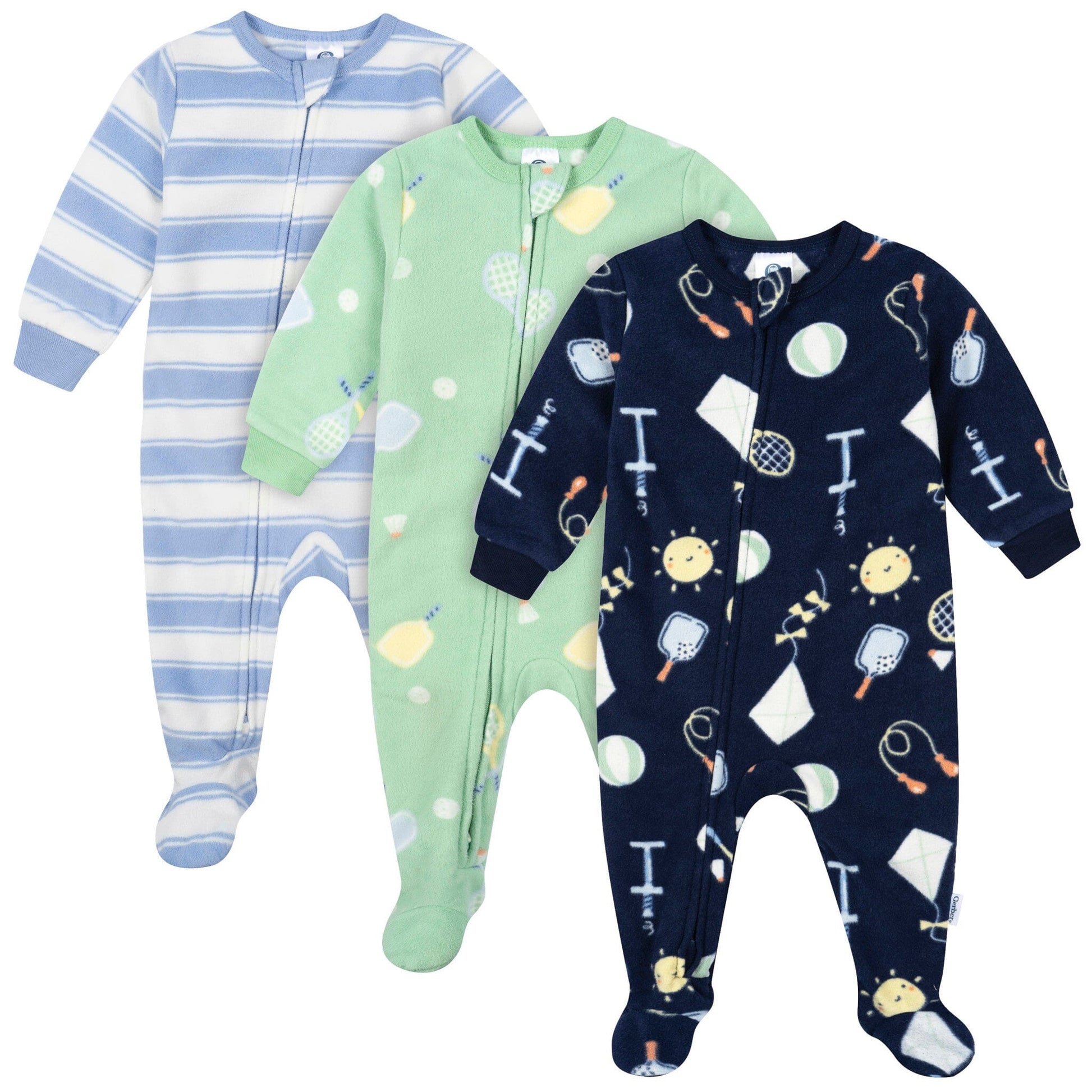 3-Pack Baby & Toddler Neutral Playtime Footed Fleece Pajamas Sleepwear Gerber® 
