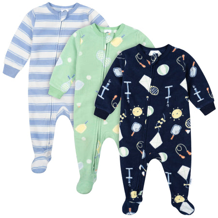 3-Pack Baby & Toddler Neutral Playtime Footed Fleece Pajamas