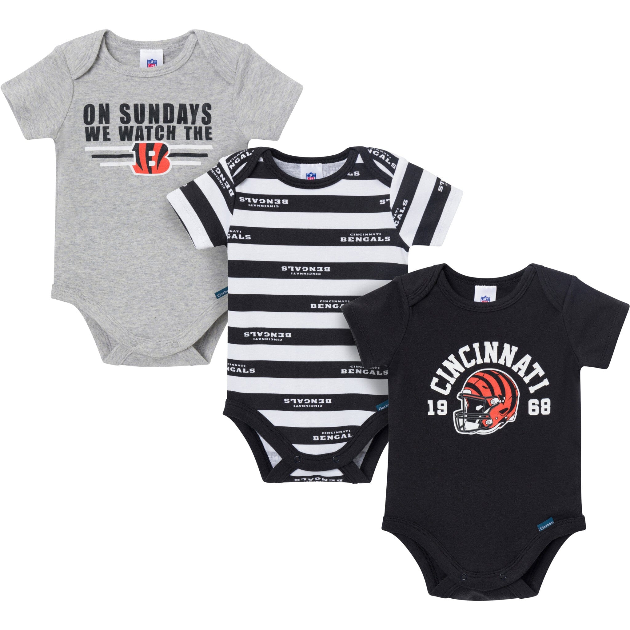 3-Pack Baby Boys Cincinatti Bengals Bodysuit Set NFL NFL 