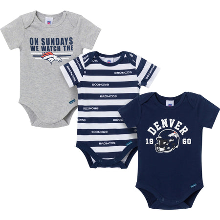 3-Pack Baby Boys Denver Broncos Short Sleeve Bodysuits