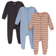 3-Pack Baby Boys Charcoal, Mocha & Blue Sleep 'N Play Sleepwear Gerber® 