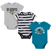 3-Pack Baby Boys Jacksonville Jaguars Bodysuit Set Onesies Bodysuits NFL 