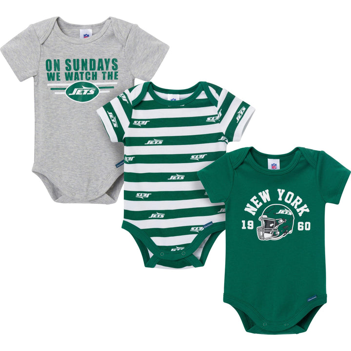 3-Pack Baby Boys New York Jets Bodysuit Set Onesies Bodysuits NFL 