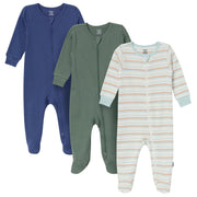 3-Pack Baby Boys Navy, Cream & Sage Sleep 'N Play Sleepwear Gerber® 