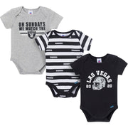 3-Pack Baby Boys Las Vegas Raiders Bodysuit Set Onesies Bodysuits NFL 