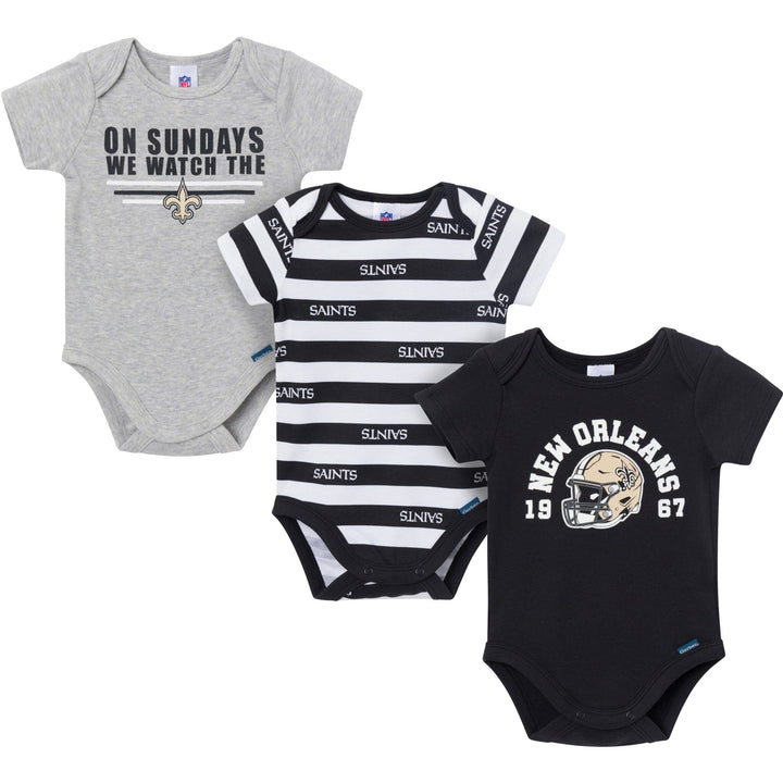 3-Pack Baby Boys New Orleans Saints Bodysuit Set Onesies Bodysuits NFL 