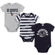 3-Pack Baby Boys Houston Texans Bodysuit Set Onesies Bodysuits NFL 