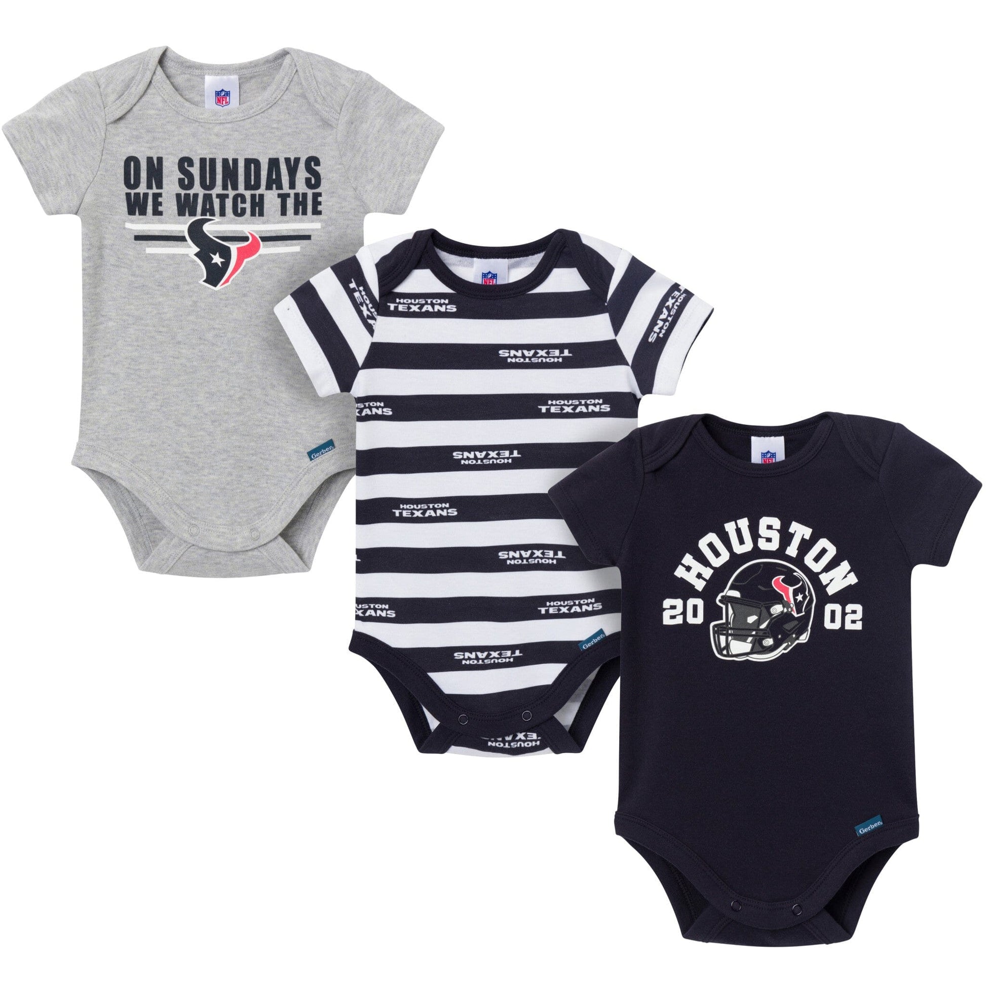 3-Pack Baby Boys Houston Texans Bodysuit Set Onesies Bodysuits NFL 
