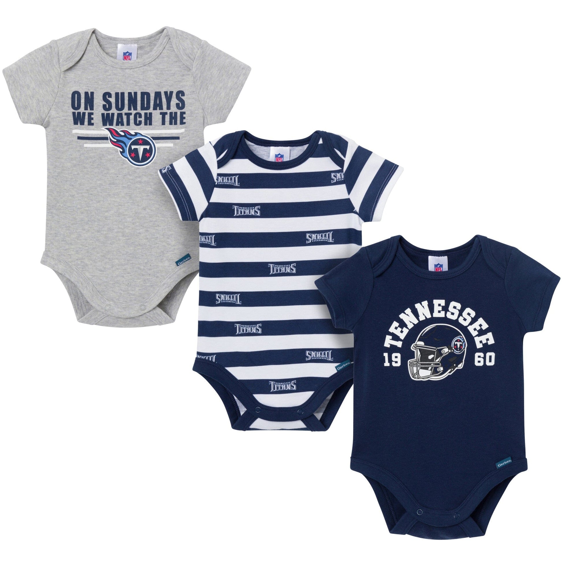 3-Pack Baby Boys Tennessee Titans Bodysuit Set Onesies Bodysuits NFL 