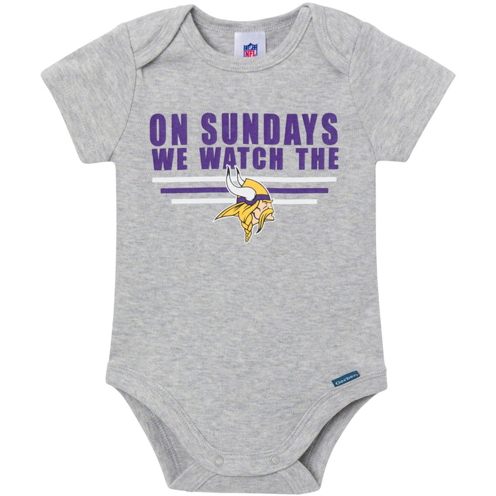 3-Pack Baby Boys Minnesota Vikings Bodysuit Set Onesies Bodysuits NFL 