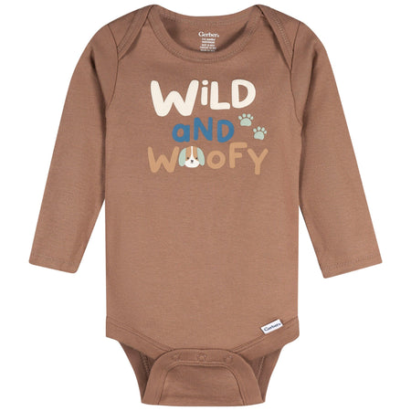 3-Pack Baby Boys Wild Woofy Long Sleeve Onesies® Bodysuits