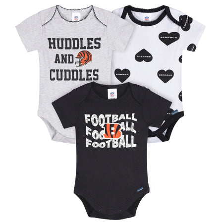 3-Pack Baby Girls Cincinnati Bengals Short Sleeve Bodysuits