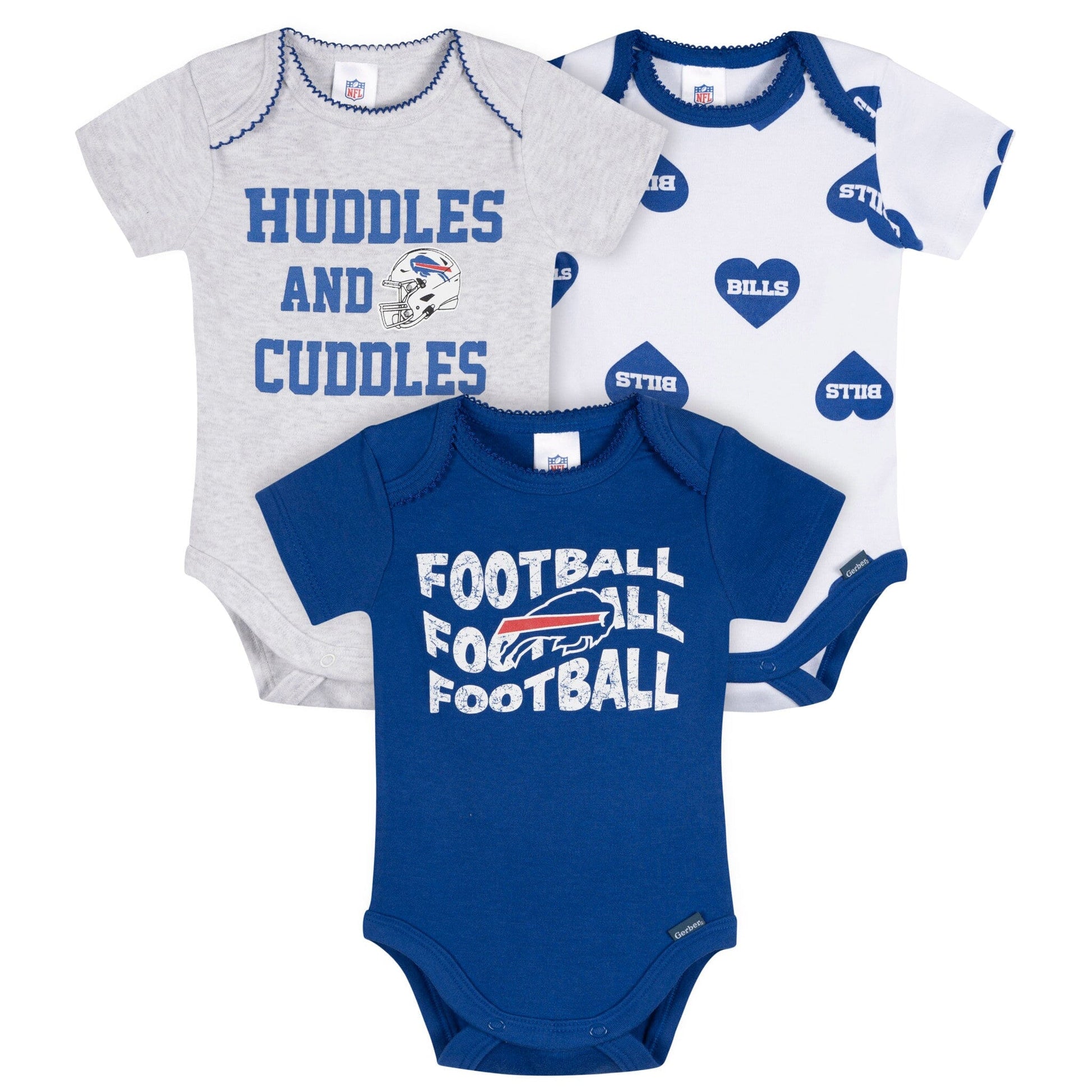 3-Pack Baby Girls Buffalo Bills Bodysuit Set Onesies Bodysuits NFL 