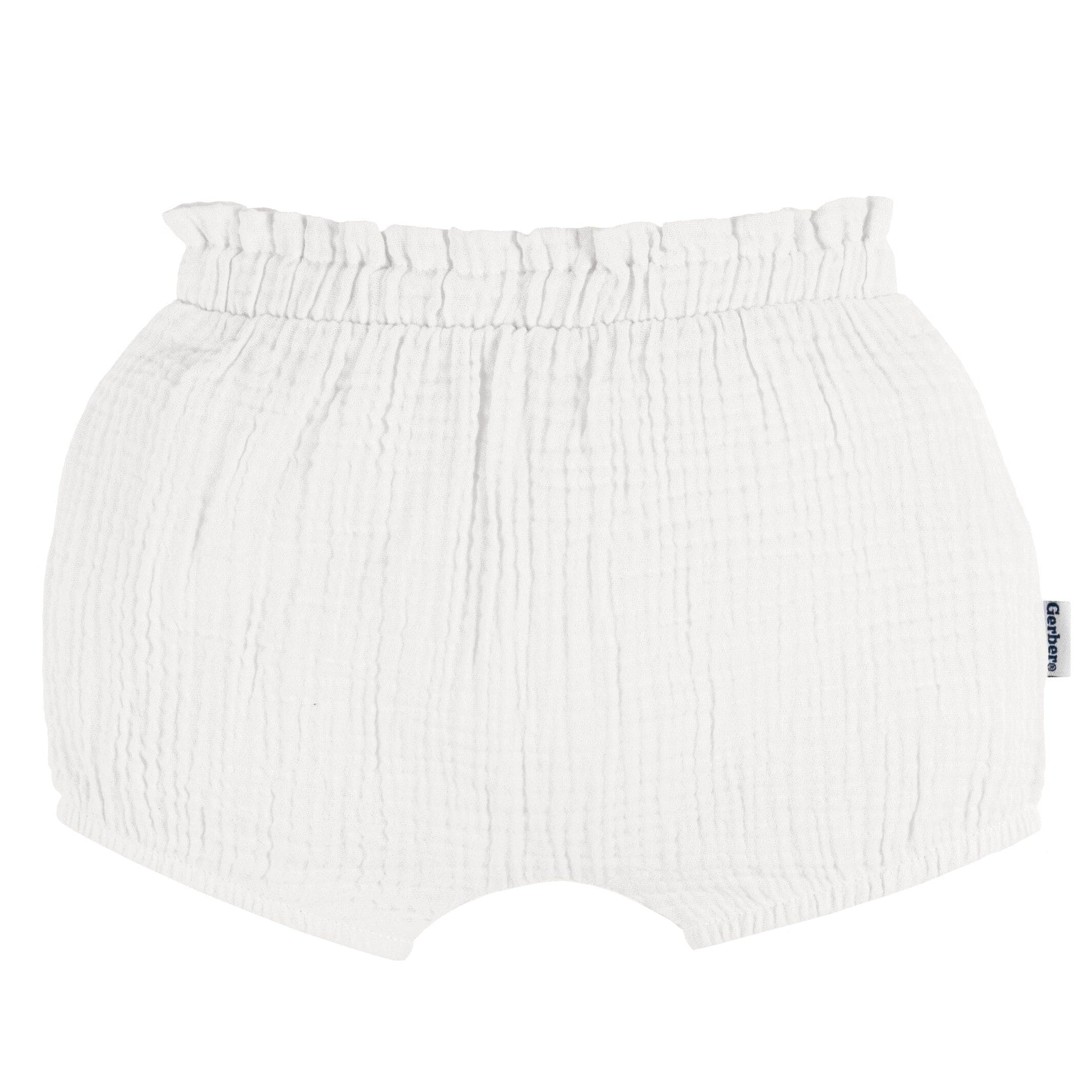 3-Pack Baby Girls Brown/Dot/White Gauze Bubble Short