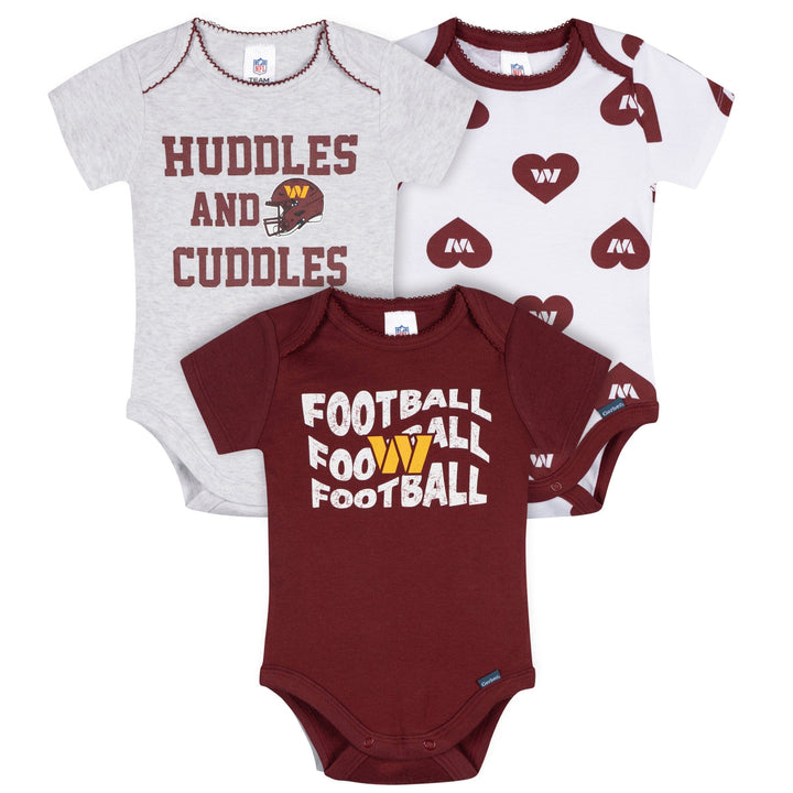 3-Pack Baby Girls Commanders Bodysuit Set Onesies Bodysuits NFL 