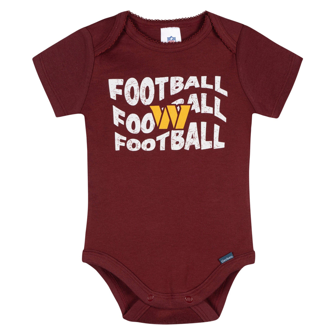 3-Pack Baby Girls Commanders Bodysuit Set Onesies Bodysuits NFL 