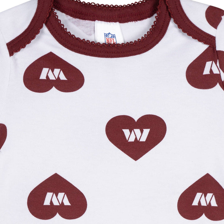 3-Pack Baby Girls Commanders Bodysuit Set Onesies Bodysuits NFL 