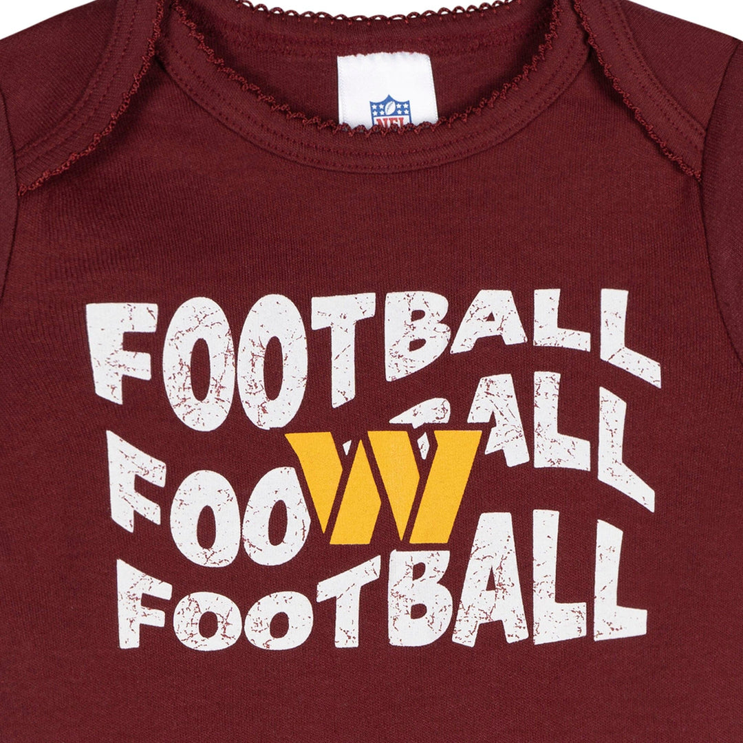 3-Pack Baby Girls Commanders Bodysuit Set Onesies Bodysuits NFL 