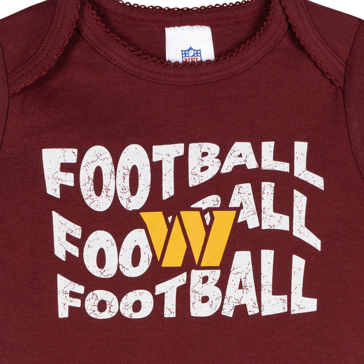 3-Pack Baby Girls Commanders Bodysuit Set Onesies Bodysuits NFL 