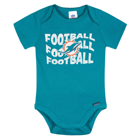 3-Pack Baby Girls Miami Dolphins Short Sleeve Bodysuits