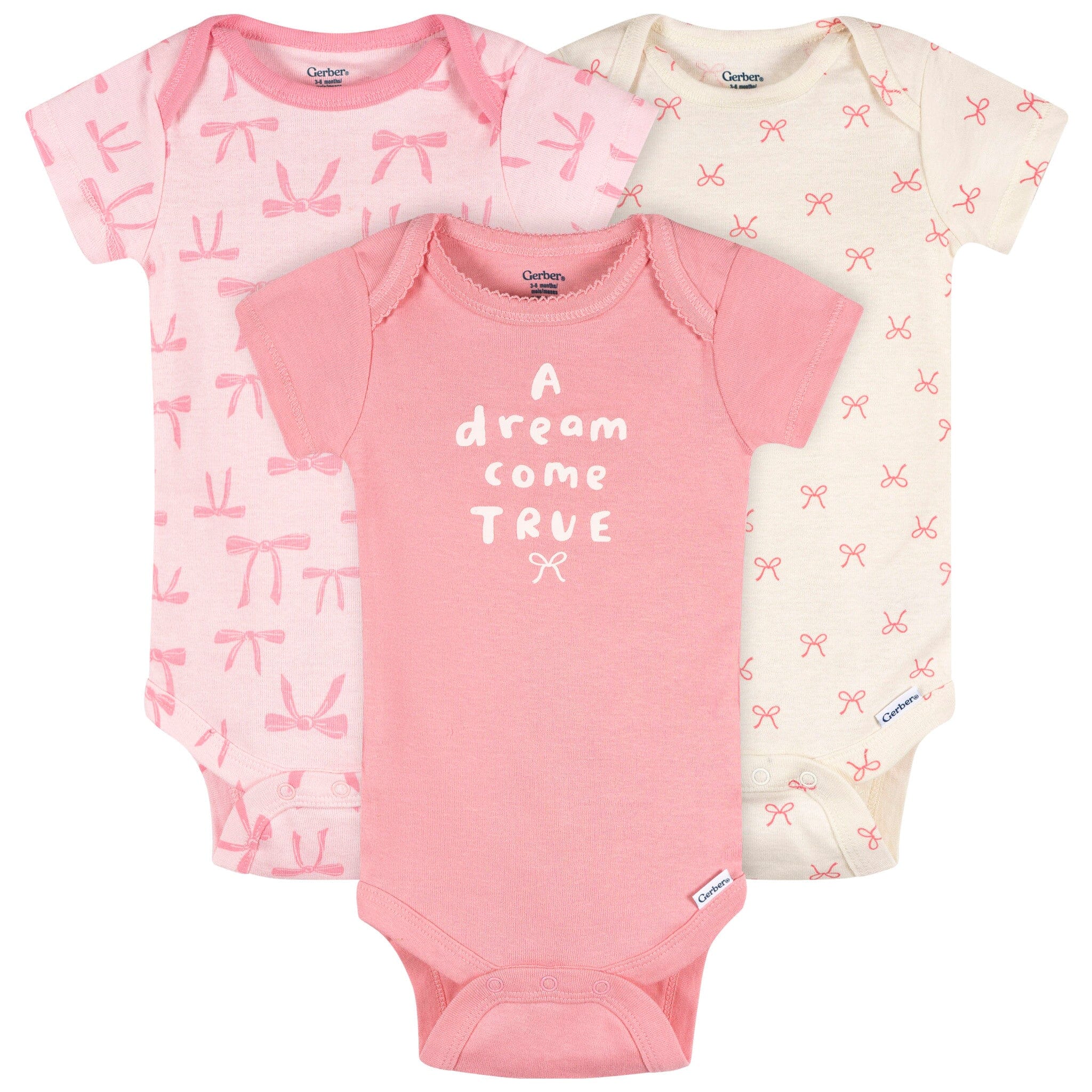 3-Pack Baby Girls Dream Come True Short Sleeve Onesies® Bodysuits Onesies Bodysuits Gerber® 