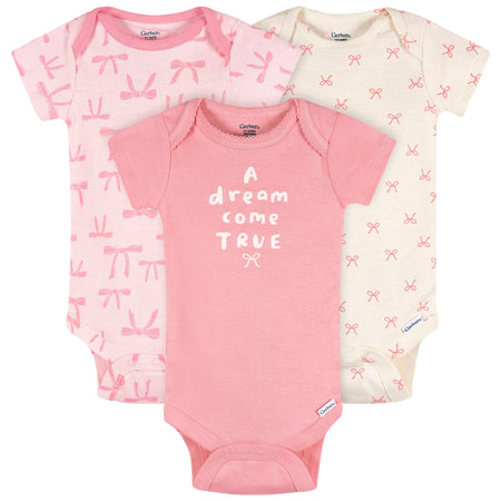 3-Pack Baby Girls Dream Come True Short Sleeve Onesies® Bodysuits