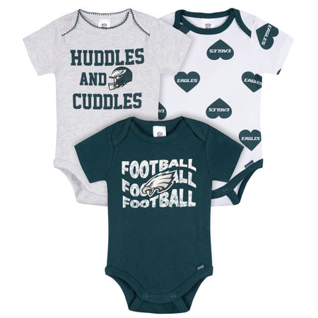 3-Pack Baby Girls Philadelphia Eagles Short Sleeve Bodysuits