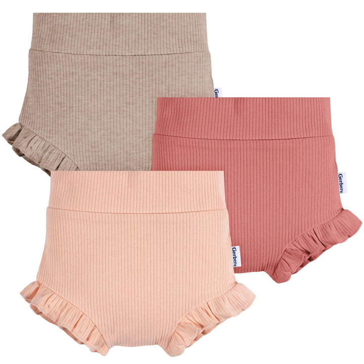 3-Pack Baby Girls Pinks/Oatmeal Bubble Short