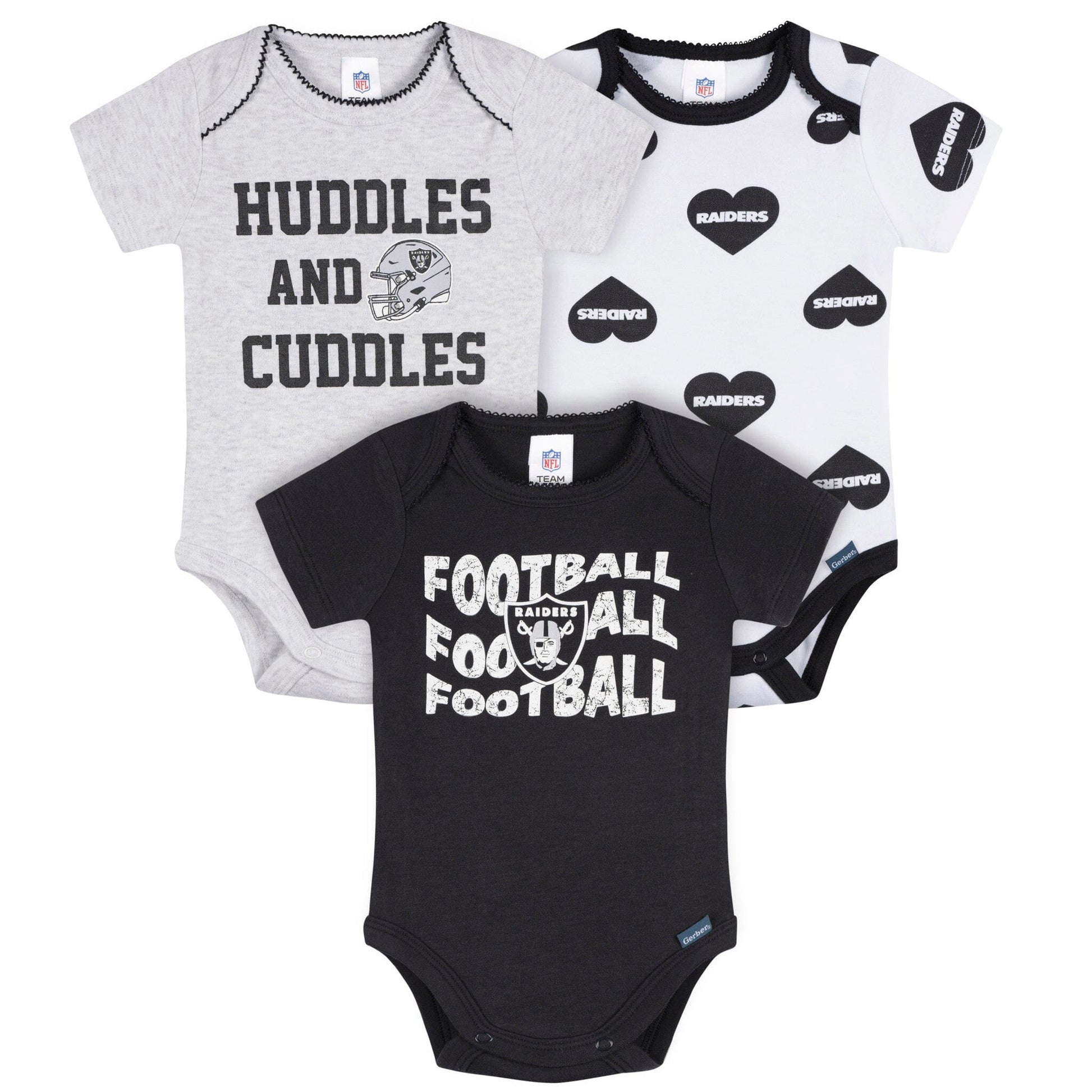 3-Pack Baby Girls Las Vegas Raiders Bodysuit Set Onesies Bodysuits NFL 
