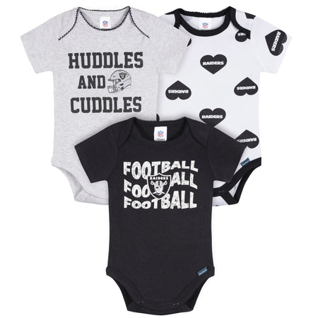 3-Pack Baby Girls Las Vegas Raiders Short Sleeve Bodysuits