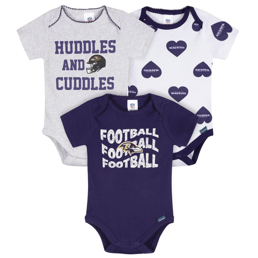 3-Pack Baby Girls Baltimore Ravens Bodysuit Set Onesies Bodysuits NFL 