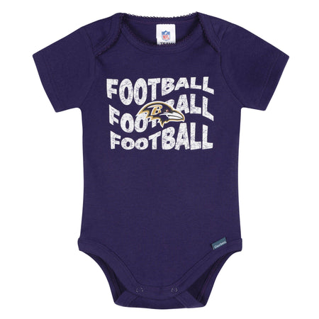 3-Pack Baby Girls Baltimore Ravens Short Sleeve Bodysuits