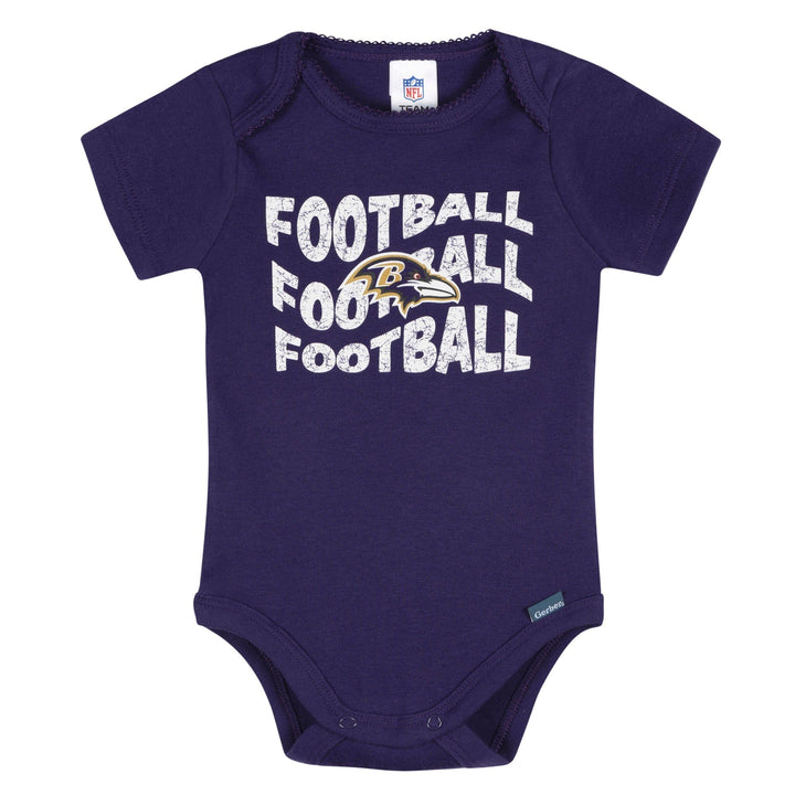 3-Pack Baby Girls Baltimore Ravens Bodysuit Set Onesies Bodysuits NFL 
