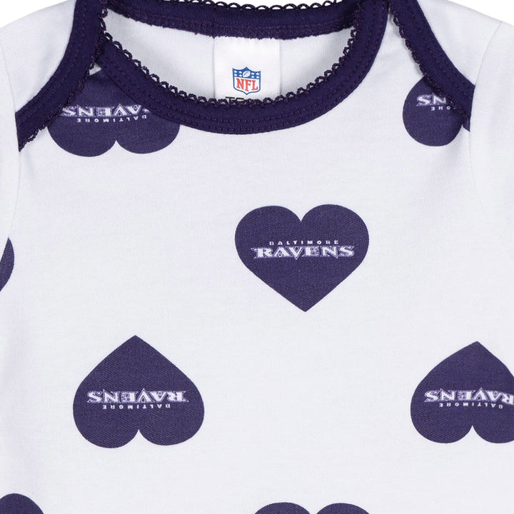 3-Pack Baby Girls Baltimore Ravens Bodysuit Set Onesies Bodysuits NFL 