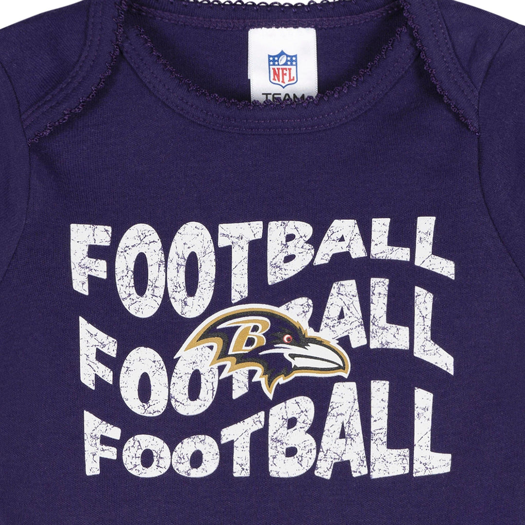 3-Pack Baby Girls Baltimore Ravens Bodysuit Set Onesies Bodysuits NFL 