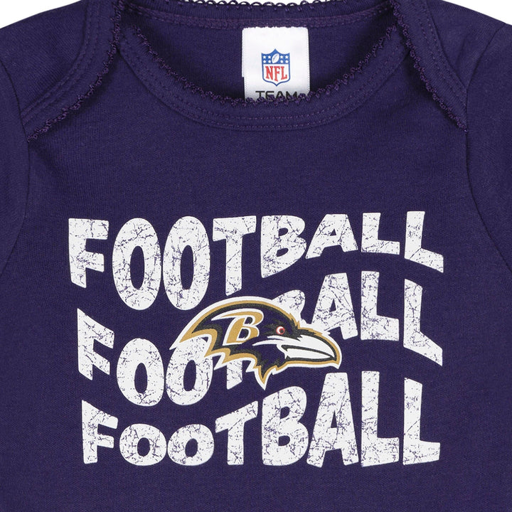 3-Pack Baby Girls Baltimore Ravens Bodysuit Set Onesies Bodysuits NFL 