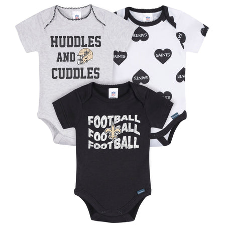 3-Pack Baby Girls New Orleans Saints Short Sleeve Bodysuits