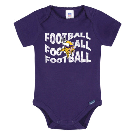 3-Pack Baby Girls Minnesota Vikings Short Sleeve Bodysuits