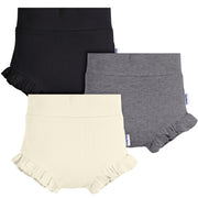 3-Pack Baby Girls White/Grey Heather/Black Bubble Short