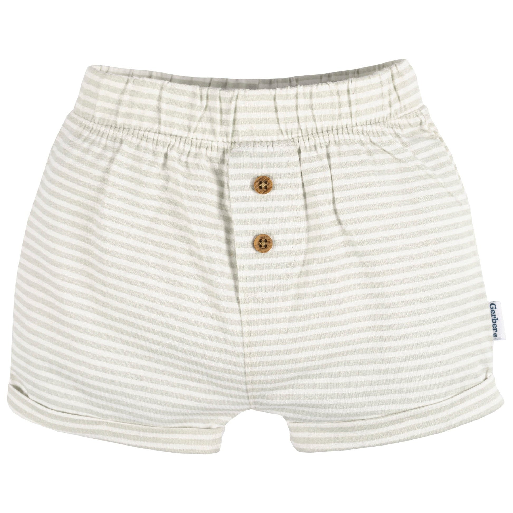 3-Pack Baby Neutral Black/Dk Grey Heather/Stripe Knit Short