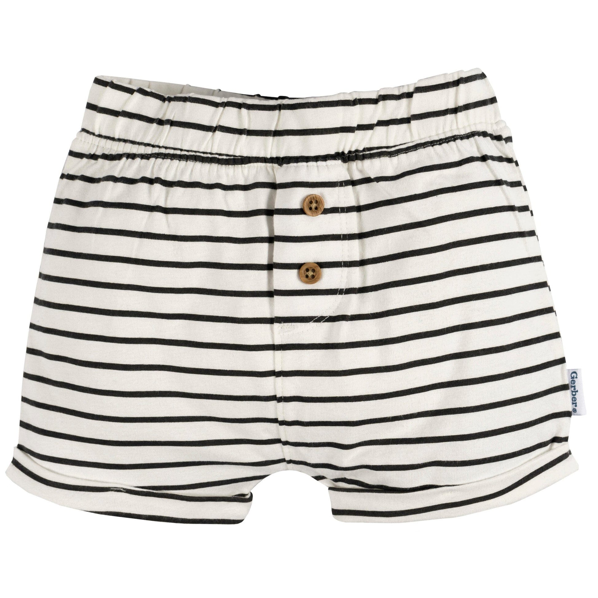 3-Pack Baby Neutral Green/Lt Grey Heather/Stripe Knit Short