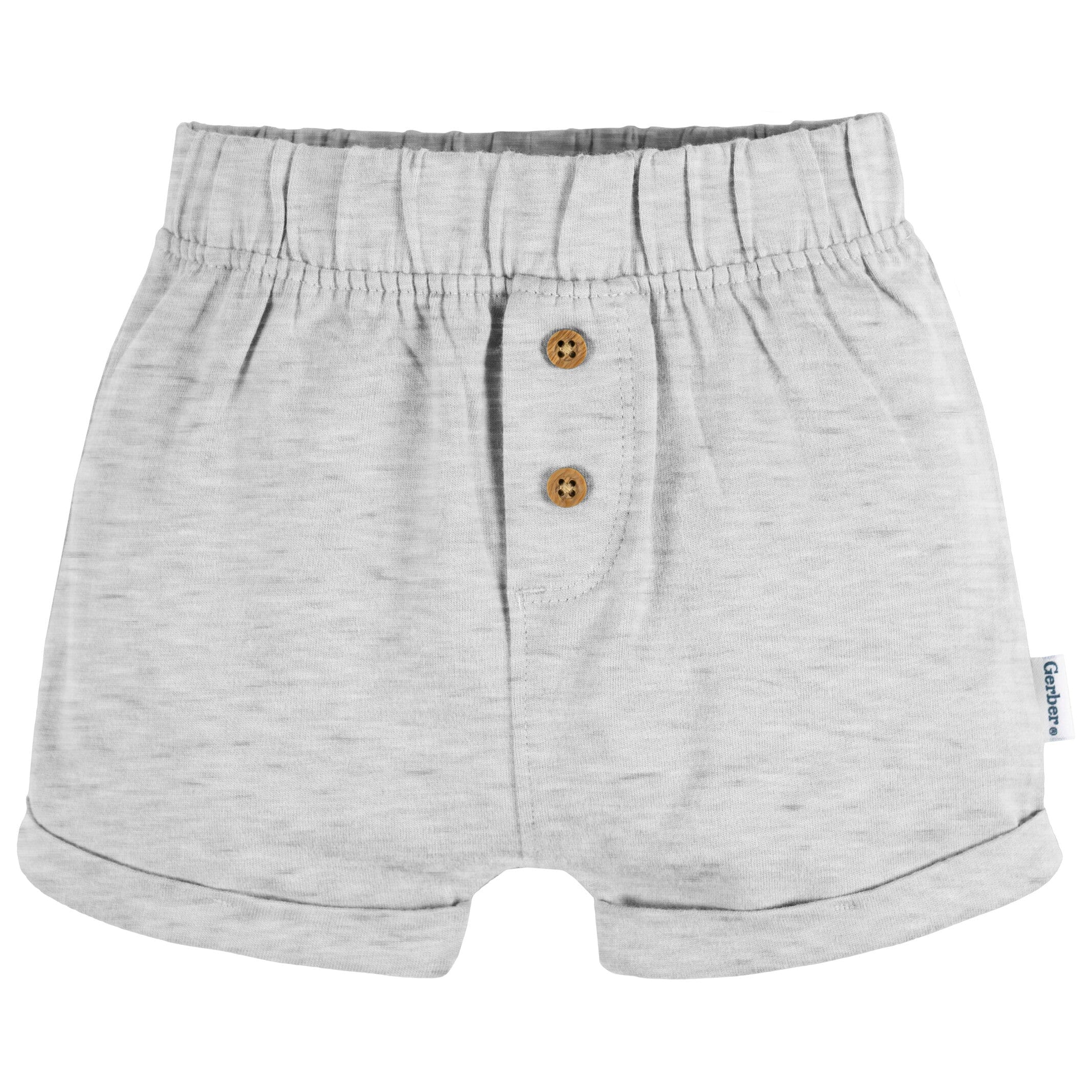 3-Pack Baby Neutral Green/Lt Grey Heather/Stripe Knit Short