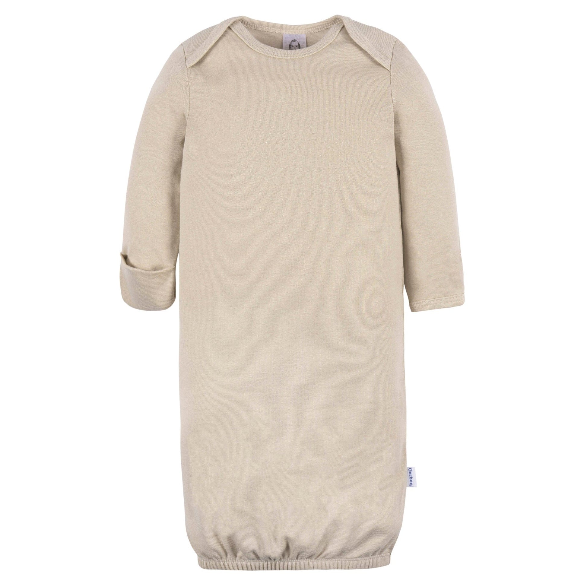 3-Pack Baby Neutral It Grey Heather/Birch/Peyote Lap Shoulder Gowns Sleepwear Gerber® 