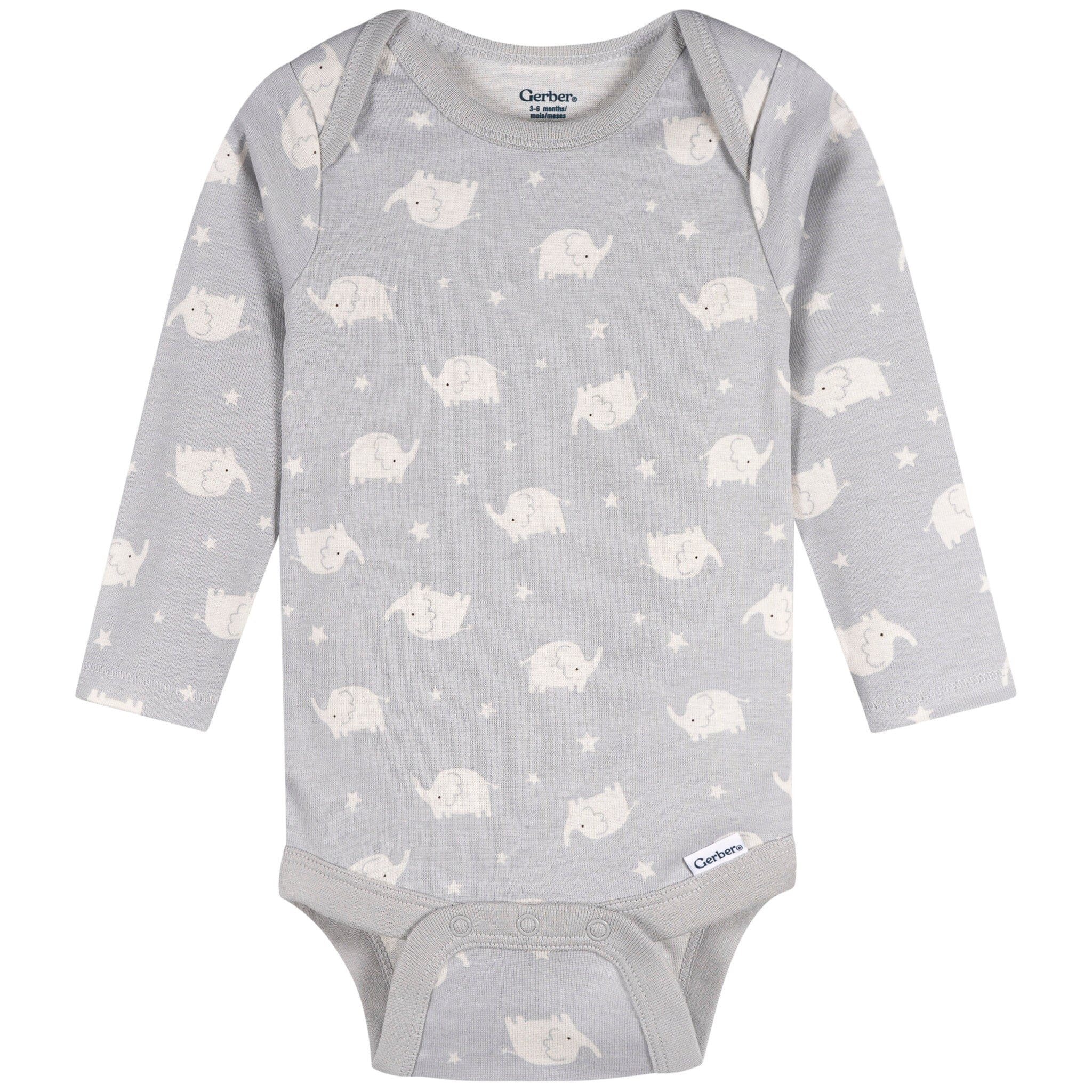 3-Pack Baby Neutral Elephant Love Long Sleeve Onesies® Bodysuits onesies Gerber® 