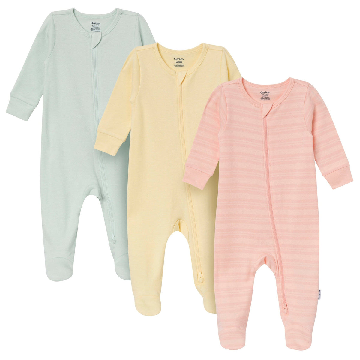 3-Pack Baby Neutral Mint, Peach & Yellow Sleep 'N Play Sleepwear Gerber® 