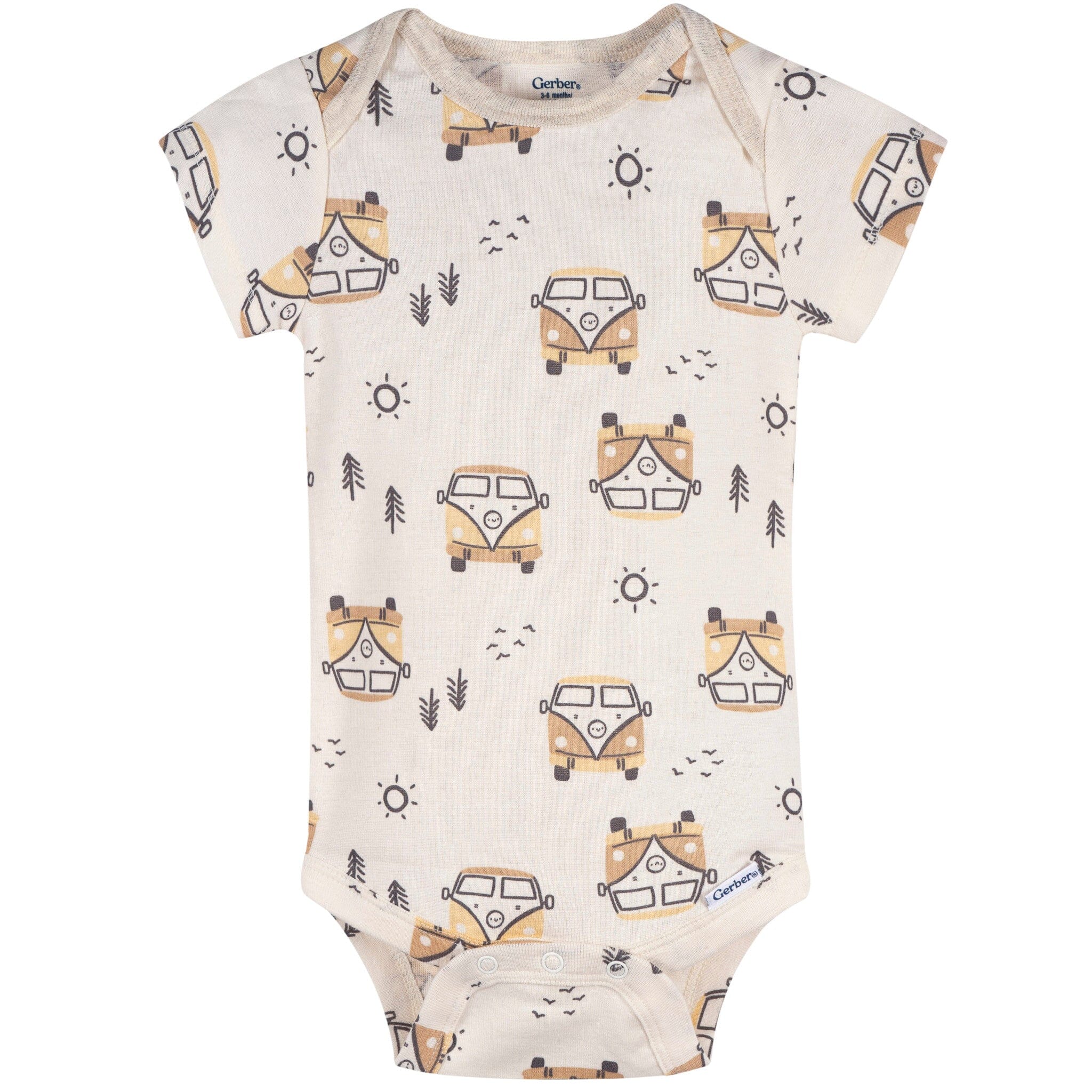 3-Pack Baby Neutral Road Trip Short Sleeve Onesies® Bodysuits Onesies Bodysuits Gerber® 