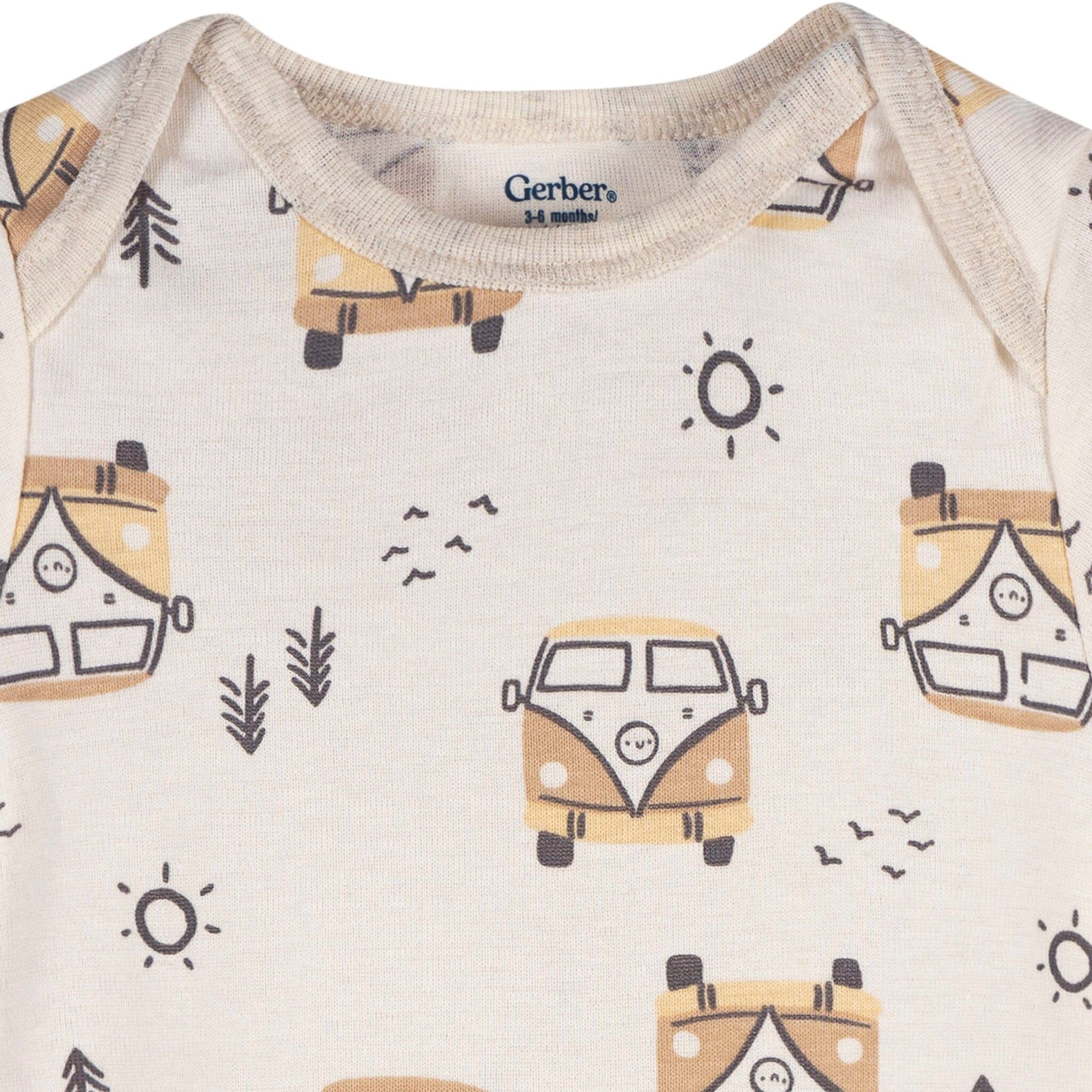 3-Pack Baby Neutral Road Trip Short Sleeve Onesies® Bodysuits Onesies Bodysuits Gerber® 