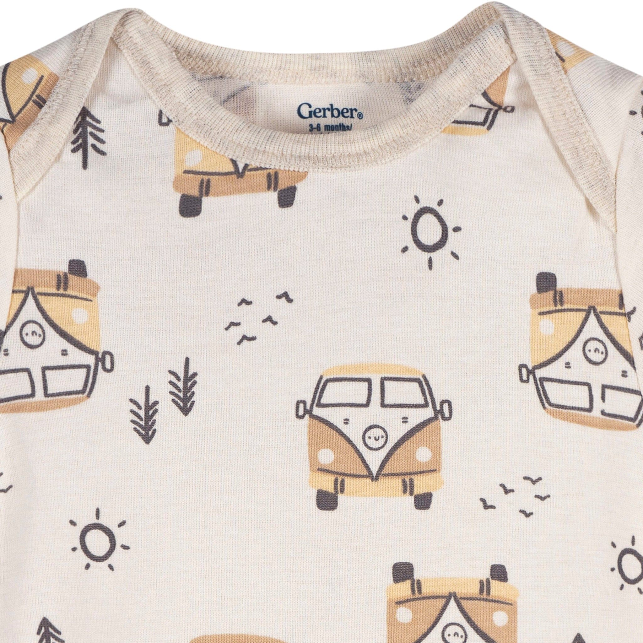 3-Pack Baby Neutral Road Trip Short Sleeve Onesies® Bodysuits Onesies Bodysuits Gerber® 