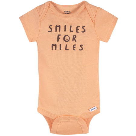 3-Pack Baby Neutral Smiles For Miles Short Sleeve Onesies® Bodysuits