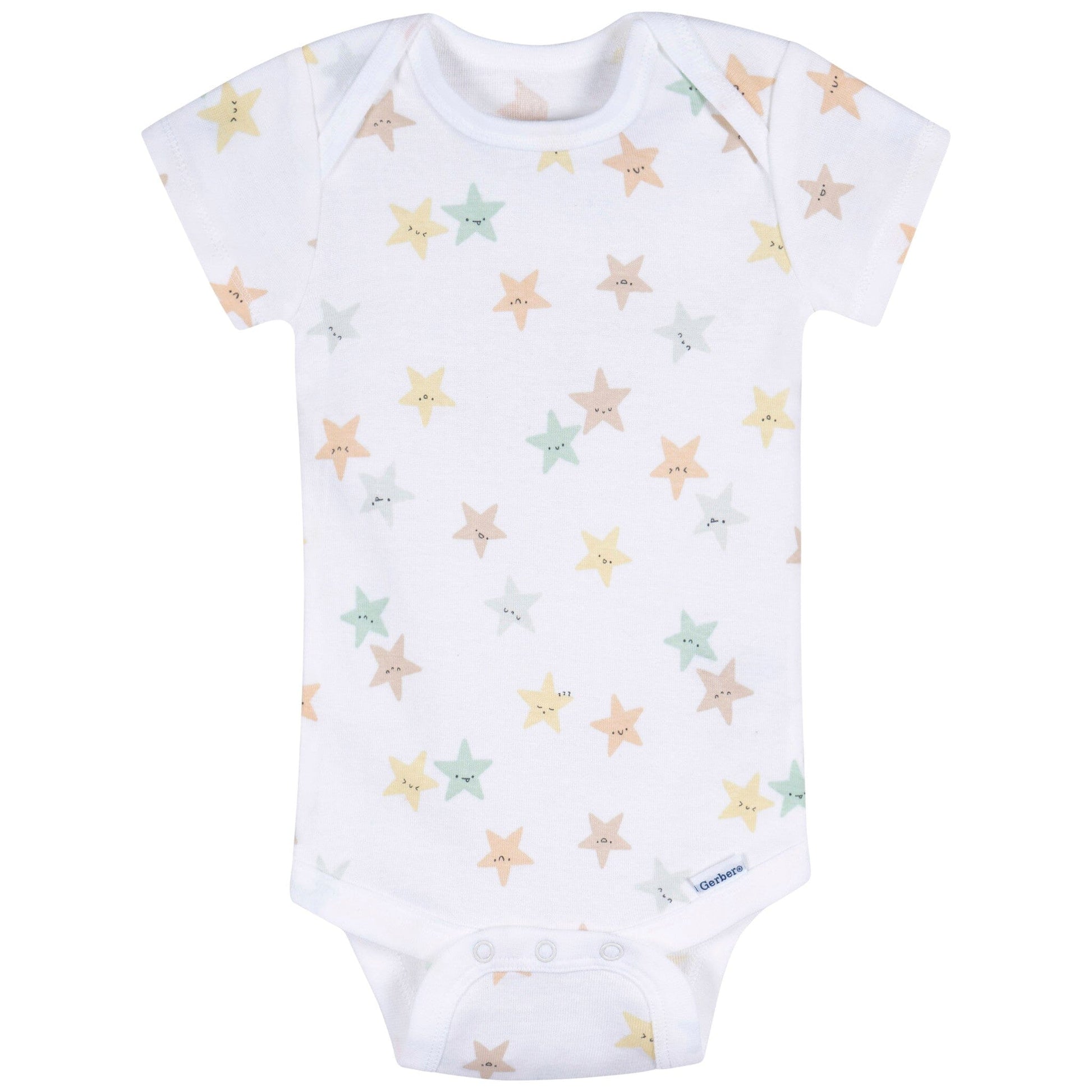 3-Pack Baby Neutral Starry Smiles Short Sleeve Onesies® Bodysuits Onesies Bodysuits Gerber® 
